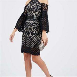 Back Keyhole Dress - Black Lace Cocktail- Medium